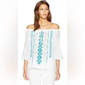 {EUC Workshop by Johnny Was Women's Vivienne Off The Shoulder Top S Embroidered}